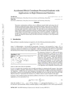 Accelerated Block Coordinate Proximal Gradients with Applications in
  High Dimensional Statistics