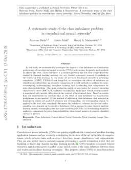 A systematic study of the class imbalance problem in convolutional
  neural networks