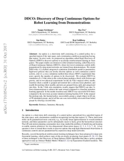 DDCO: Discovery of Deep Continuous Options for Robot Learning from
  Demonstrations