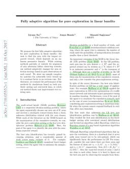 Fully adaptive algorithm for pure exploration in linear bandits