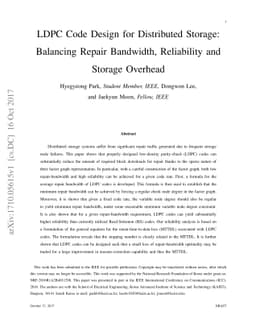 LDPC Code Design for Distributed Storage: Balancing Repair Bandwidth,
  Reliability and Storage Overhead