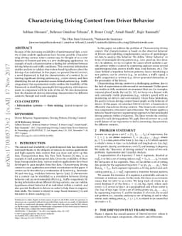 Characterizing Driving Context from Driver Behavior