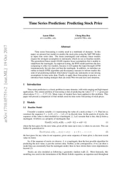 Time Series Prediction : Predicting Stock Price