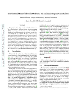 Convolutional Recurrent Neural Networks for Electrocardiogram
  Classification