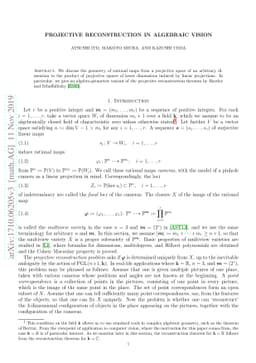 Projective reconstruction in algebraic vision