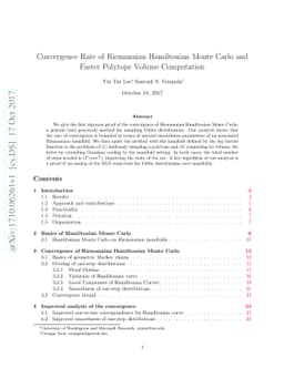 Convergence Rate of Riemannian Hamiltonian Monte Carlo and Faster
  Polytope Volume Computation