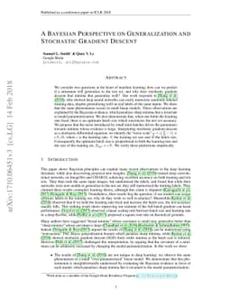 A Bayesian Perspective on Generalization and Stochastic Gradient Descent