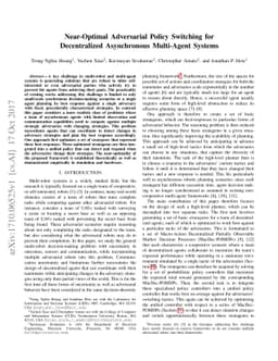 Near-Optimal Adversarial Policy Switching for Decentralized Asynchronous
  Multi-Agent Systems