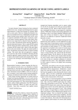 Representation Learning of Music Using Artist Labels