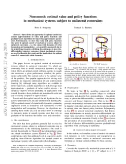 Nonsmooth optimal value and policy functions in mechanical systems
  subject to unilateral constraints