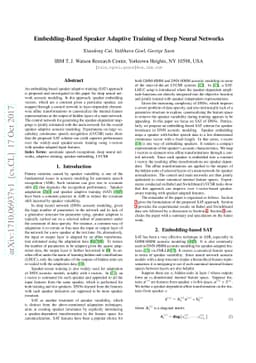 Embedding-Based Speaker Adaptive Training of Deep Neural Networks