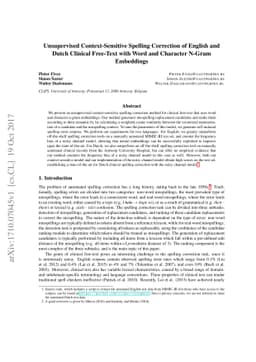 Unsupervised Context-Sensitive Spelling Correction of English and Dutch
  Clinical Free-Text with Word and Character N-Gram Embeddings