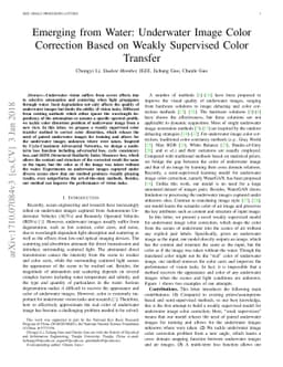 Emerging from Water: Underwater Image Color Correction Based on Weakly
  Supervised Color Transfer