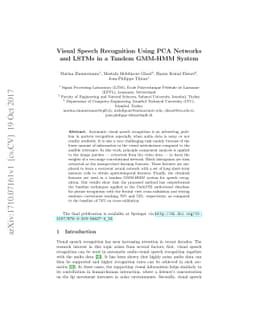 Visual Speech Recognition Using PCA Networks and LSTMs in a Tandem
  GMM-HMM System