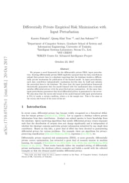 Differentially Private Empirical Risk Minimization with Input
  Perturbation