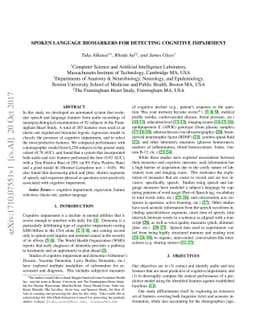 Spoken Language Biomarkers for Detecting Cognitive Impairment