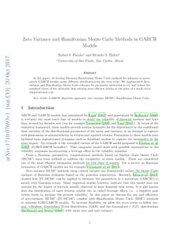 Zero Variance and Hamiltonian Monte Carlo Methods in GARCH Models