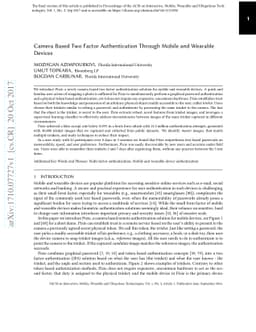 Camera Based Two Factor Authentication Through Mobile and Wearable
  Devices