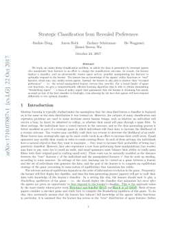 Strategic Classification from Revealed Preferences