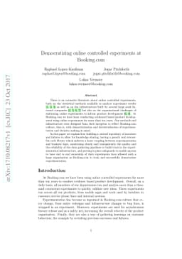 Democratizing online controlled experiments at Booking.com