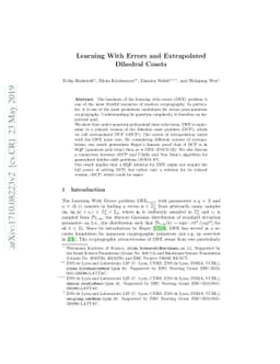 Learning With Errors and Extrapolated Dihedral Cosets