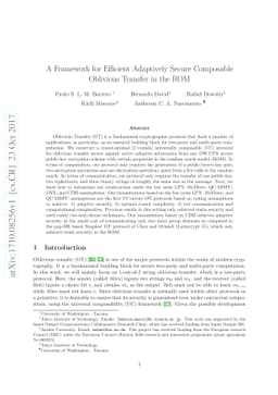 A Framework for Efficient Adaptively Secure Composable Oblivious
  Transfer in the ROM