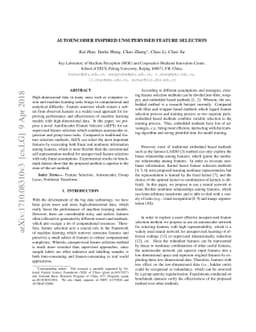 AutoEncoder Inspired Unsupervised Feature Selection