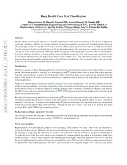 Deep Health Care Text Classification