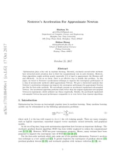 Nesterov's Acceleration For Approximate Newton