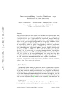 Benchmark of Deep Learning Models on Large Healthcare MIMIC Datasets