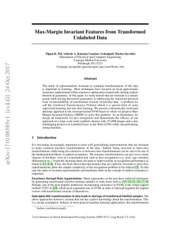Max-Margin Invariant Features from Transformed Unlabeled Data