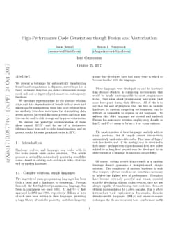 High-Performance Code Generation though Fusion and Vectorization