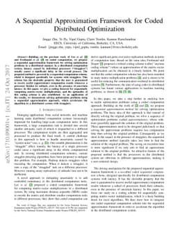 A Sequential Approximation Framework for Coded Distributed Optimization