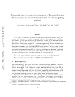 Asymptotic properties and approximation of Bayesian logspline density
  estimators for communication-free parallel computing methods