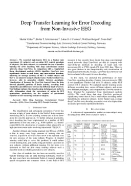 Deep Transfer Learning for Error Decoding from Non-Invasive EEG