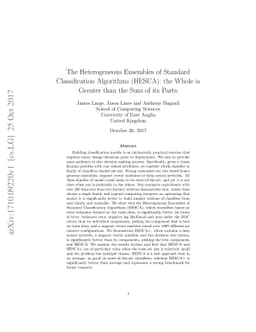 The Heterogeneous Ensembles of Standard Classification Algorithms
  (HESCA): the Whole is Greater than the Sum of its Parts
