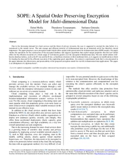 SOPE: A Spatial Order Preserving Encryption Model for Multi-dimensional
  Data