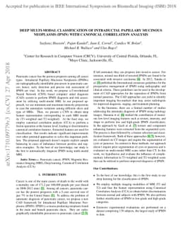 Deep Multi-Modal Classification of Intraductal Papillary Mucinous
  Neoplasms (IPMN) with Canonical Correlation Analysis