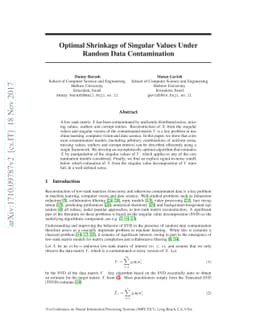 Optimal Shrinkage of Singular Values Under Random Data Contamination