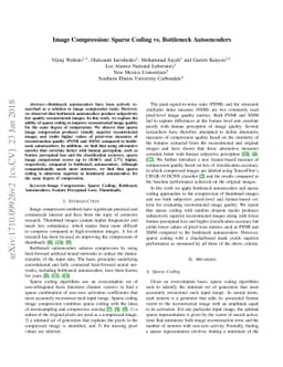 Image Compression: Sparse Coding vs. Bottleneck Autoencoders