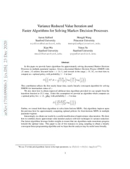 Variance Reduced Value Iteration and Faster Algorithms for Solving
  Markov Decision Processes