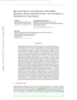 Beyond Finite Layer Neural Networks: Bridging Deep Architectures and
  Numerical Differential Equations