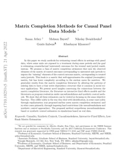 Matrix Completion Methods for Causal Panel Data Models