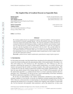 The Implicit Bias of Gradient Descent on Separable Data