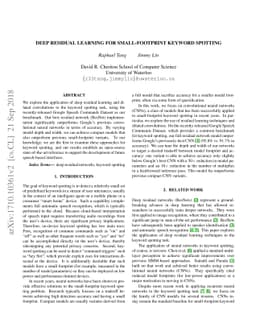 Deep Residual Learning for Small-Footprint Keyword Spotting