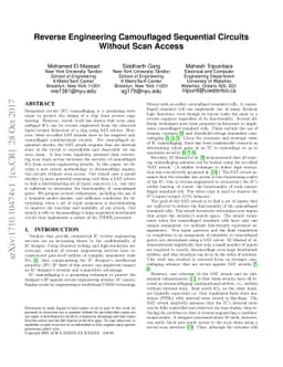 Reverse Engineering Camouflaged Sequential Integrated Circuits Without
  Scan Access