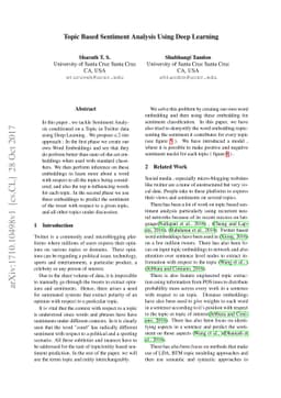 Topic Based Sentiment Analysis Using Deep Learning