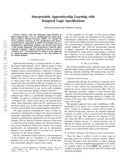 Interpretable Apprenticeship Learning with Temporal Logic Specifications