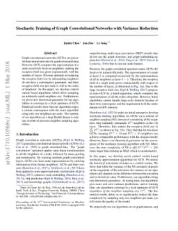 Stochastic Training of Graph Convolutional Networks with Variance
  Reduction