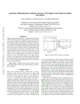 Training Probabilistic Spiking Neural Networks with First-to-spike
  Decoding